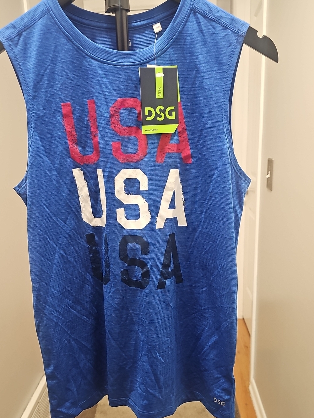 DSG Blue USA Graphic Tank Top with Red and White Accents